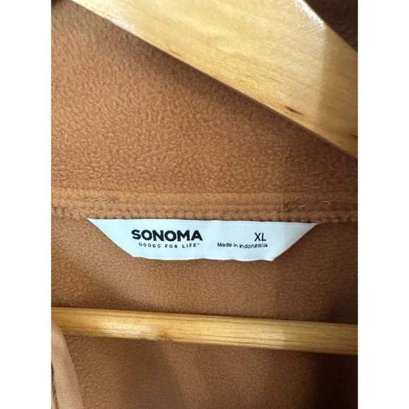 Sonoma Goods For Life Womens XL Sherpa Fleece Snap Front Jacket Camel Brown Cozy - Picture 2 of 3